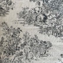 Toile coton effet toile de jouy Gabrielle fusain - Mondial Tissus
