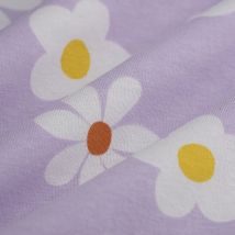 Tissu molleton polyester coton marguerites violet - MT - Mondial Tissus