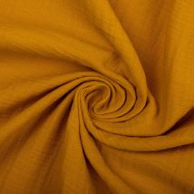 Tissu double gaze 240 cm moutarde - Mondial Tissus