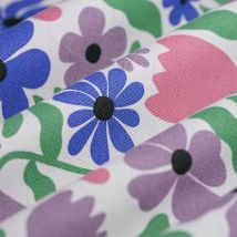 Tissu bachette fleurs botte violet rose bleu - MT - Mondial Tissus