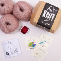 Kit DIY tricot - Fast Knit snood Pipper poudre rouge sans aiguilles - Tricotez-moi - Mondial Tissus