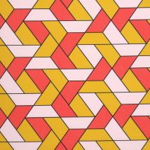Tissu coton géométrique rose et jaune - Mondial Tissus