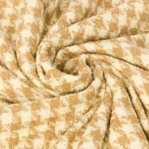 Coupon 3m lainage polyviscose carreaux tweed écru-beige avec lurex - Promod Couture - Promod Couture - Mondial Tissus