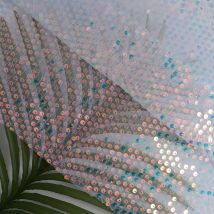 Tissu Résille sequin holographique blanc - Mondial Tissus