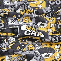 Maille jersey coton imprimé comics pop gris