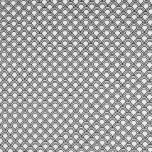 Tissu rideau Ibiza lin mélangé blanc imprimé éventails noir - 140 cm - Linder - Mondial Tissus
