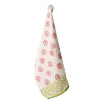 Torchon impression blockprint chardons roses artisanat indien - AU Maison - Mondial Tissus