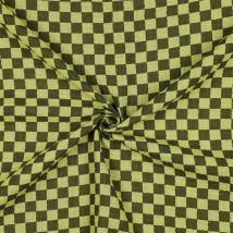 Tissu double gaze damier vert - Mondial Tissus