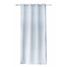 Voilage Santorin marin blanc bleu 140x240cm - Mondial Tissus