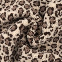 Tissu Bouclette imprimé léopard beige - Mondial Tissus