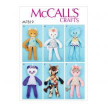 Patron Mc Call's 7819 - Six jouets en peluche - McCall's - Mondial Tissus
