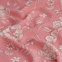 Tissu crêpe de viscose Ecovero feuillage rose - Mondial Tissus