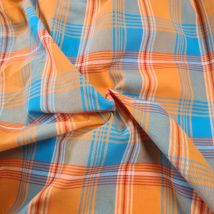 Tissu madras turquoise orange - Mondial Tissus