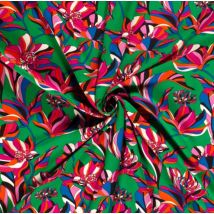 Tissu satin viscose psychédélique multicolore vif - Mondial Tissus
