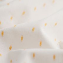 Tissu polycoton à plumetis jaune moutarde blanc - Mondial Tissus