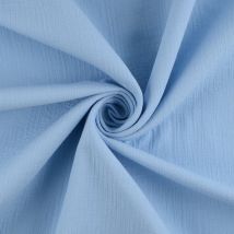 Double gaze piquee uni bleu doux - Mondial Tissus