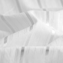 Tissu voile de coton rayures irrégulières argenté blanc - Mondial Tissus