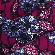 Tissu Wax floral rond violet - Mondial Tissus