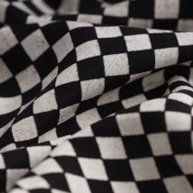 Tissu popeline viscose Damier noir blanc - MT - Mondial Tissus