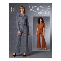 Patron Vogue 1719F5 combinaison pantalon zippée avec col et revers du 44 au 52 - Vogue - Mondial Tissus