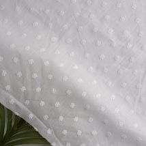 Tissu voile coton brodé fleurs blanc - Mondial Tissus