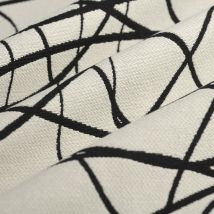 Tissu jacquard line art noir blanc - Mondial Tissus