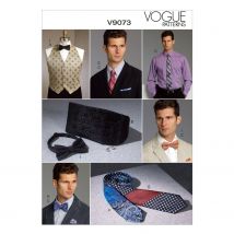 Patron Vogue 9073OSZ ensemble accessoires mariage homme - gilet, ceinture écharpe, pochette et cravates - Vogue - Mondial Tissus