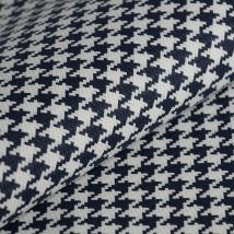 Tissu toile prestance étanche anti uv pied de poule bleu - Mondial Tissus