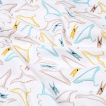 Toile coton 57 fils imprimé cintres à gogo colorés poudre - Mondial Tissus