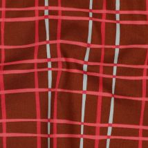Tissu popeline damier irrégulier marron et rouge - Poppy Fabrics - Poppy Fabrics - Mondial Tissus