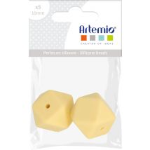 Lot 2 perles silicone en forme de diamant 17mm jaune - Artemio - Mondial Tissus