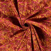 Tissu burlington flower power rose orange - Mondial Tissus