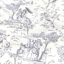 Tissu cretonne imprimé façon toile de Jouy favorite naturel - Mondial Tissus