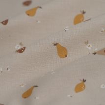 Tissu cretonne fruits beige