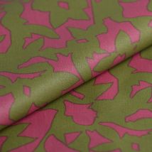Tissu cretonne enduite posi rose kaki - MT - Mondial Tissus