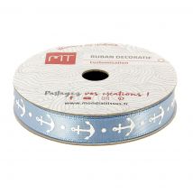 Bobine ruban satin bleu ancre 10 mm - MT - Mondial Tissus