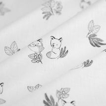 Tissu cretonne petits Renards au trait - MT - Mondial Tissus