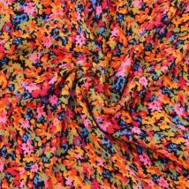 Coupon 3m crêpe viscose froissé noir fleurs multico - Promod Couture - Promod Couture - Mondial Tissus