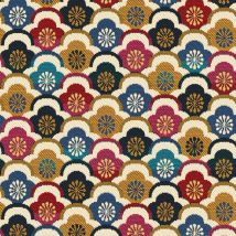 Tissu jacquard fleurs du bonheur japon multicolore - Mondial Tissus