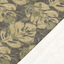 Tissu molleton coton élasthanne palmes camouflage kaki - Mondial Tissus