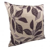 Housse de coussin beige feuilles - MT - Mondial Tissus