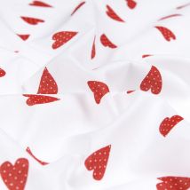Toile coton imprimée joli cœur rouge - Mondial Tissus
