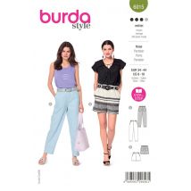 Patron BURDA 6015 - Pantalon/short taille élastique coupe cônique 36-46 - Burda - Mondial Tissus