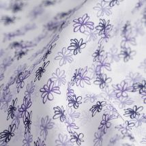 Tissu lin chemise fleurs violettes