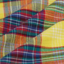 Tissu madras carreaux multicolore jaune - Mondial Tissus