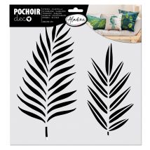 Pochoir textile feuilles tropicales 28x28 - Bernette - Mondial Tissus