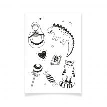 Planche de tatouages textiles Souvenirs d'enfance - Textile Tattoo - Mondial Tissus
