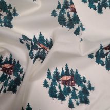 Tissu voile de coton chalet montagne écru - Mondial Tissus