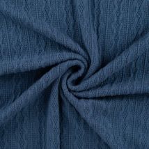Maille torsadée unie bleue - Mondial Tissus