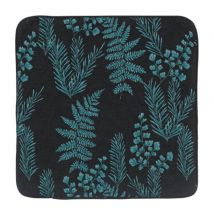 Housse de coussin Herborium noire imprimé feuillage bleu 40x40 cm - fils upcyclés - Linder - Mondial Tissus